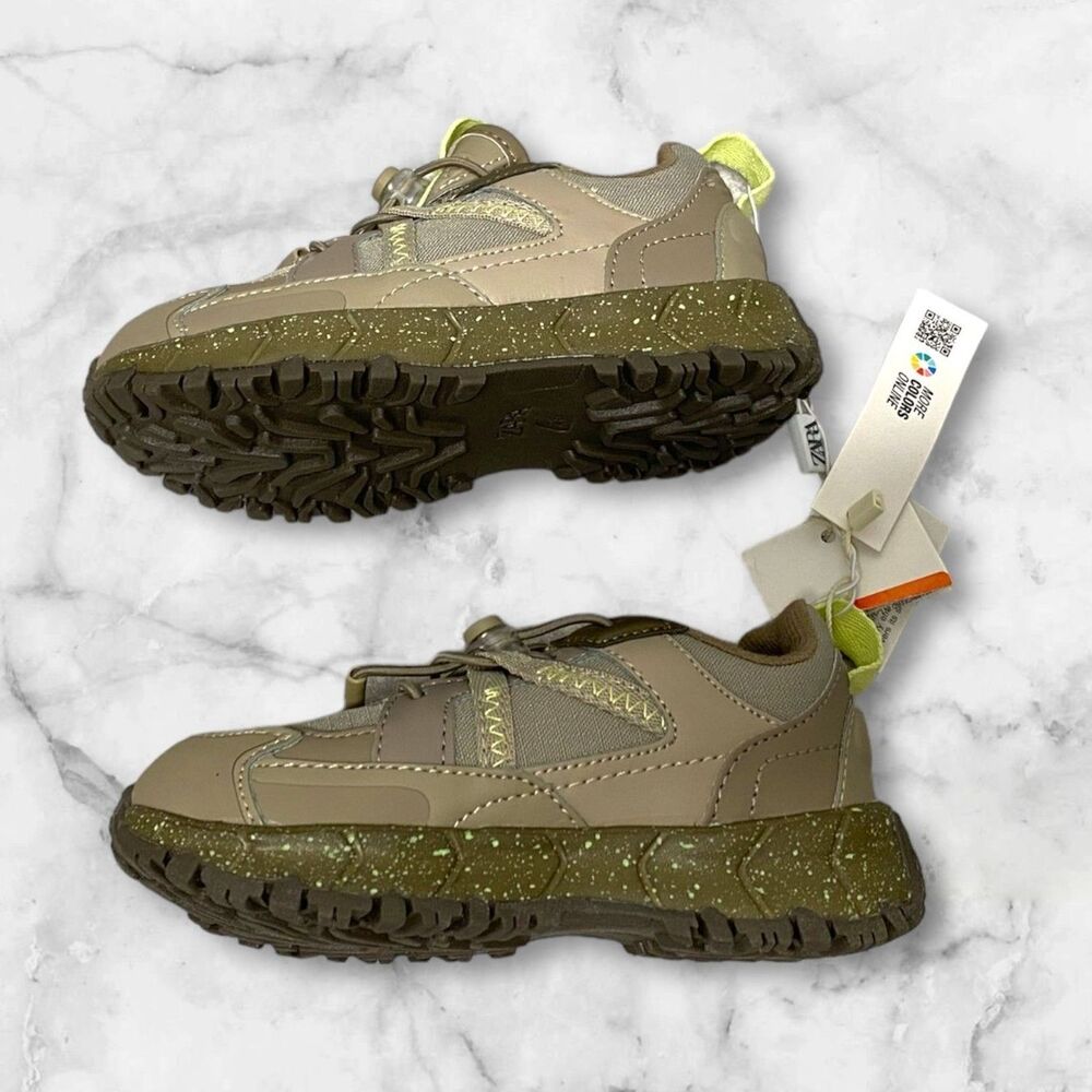 Zara Baby Hiking Trainers Shoes Khaki Green Size 25 100% Cotton Insole - Picture 6 of 8